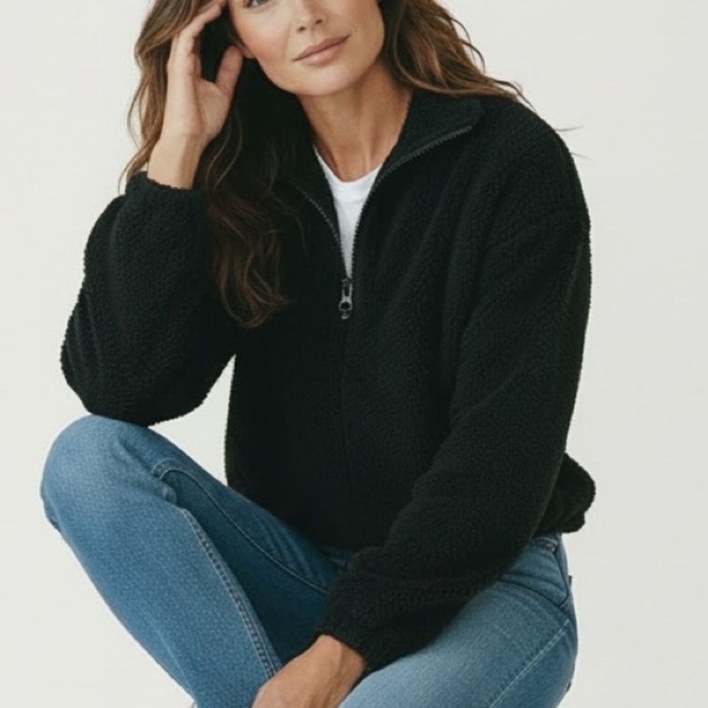 New Balance Black Half-Zip Sherpa / Teddy Pullover